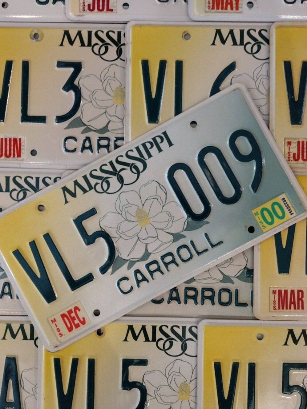 Authentic Mississippi License Plate MANY AVAIL.  Magnolia Carroll County Decor
